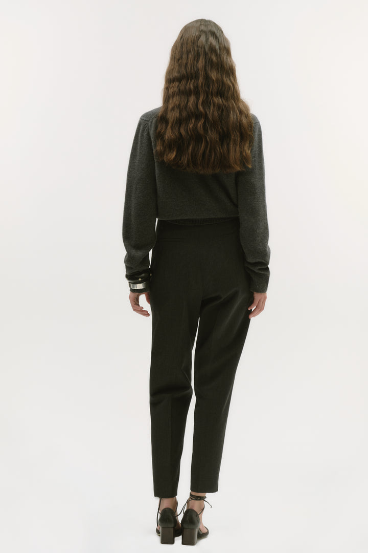 SLIM VINTAGE TROUSERS - CHARCOAL