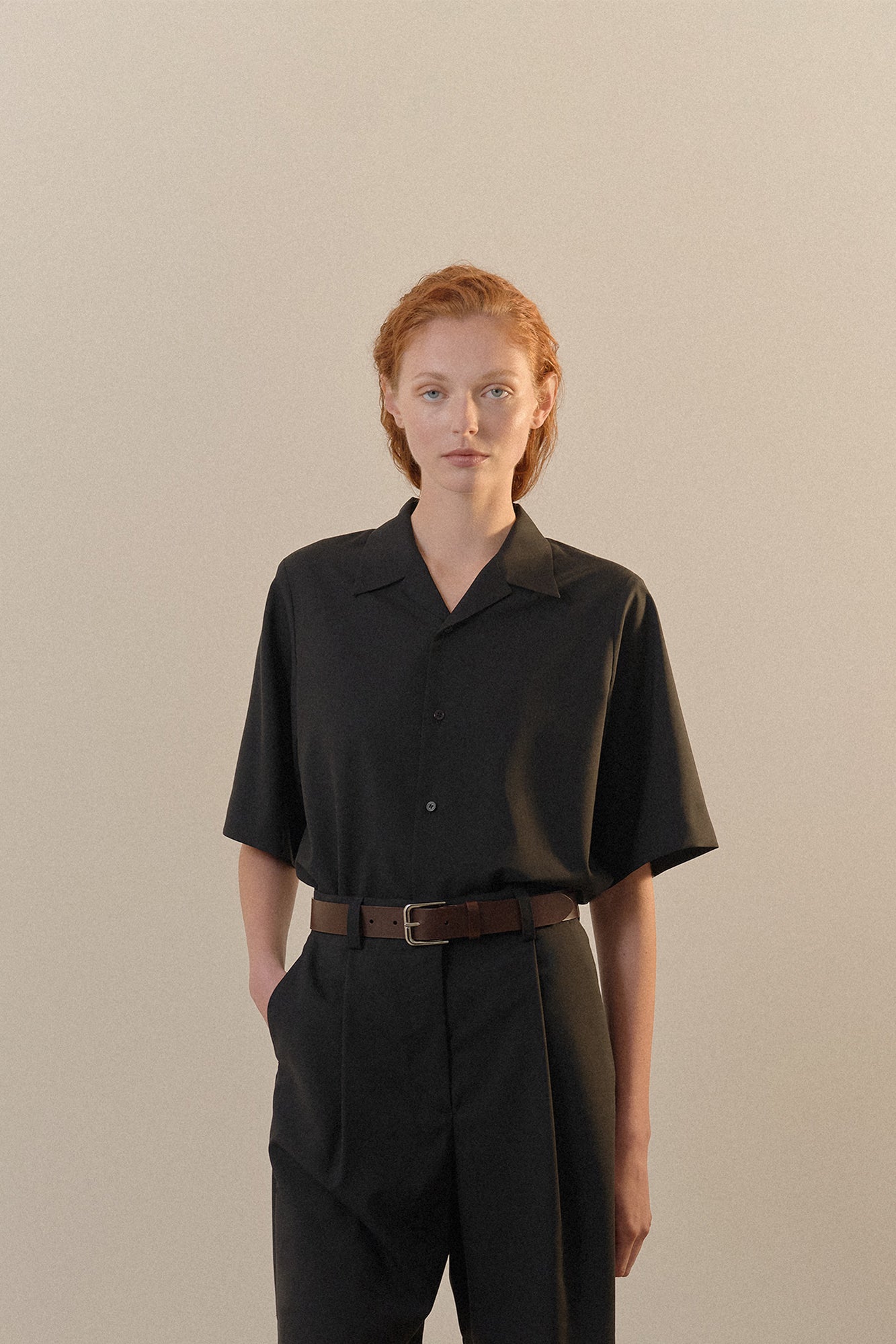 OPEN COLLAR SHIRT - BLACK – CASA VAYU
