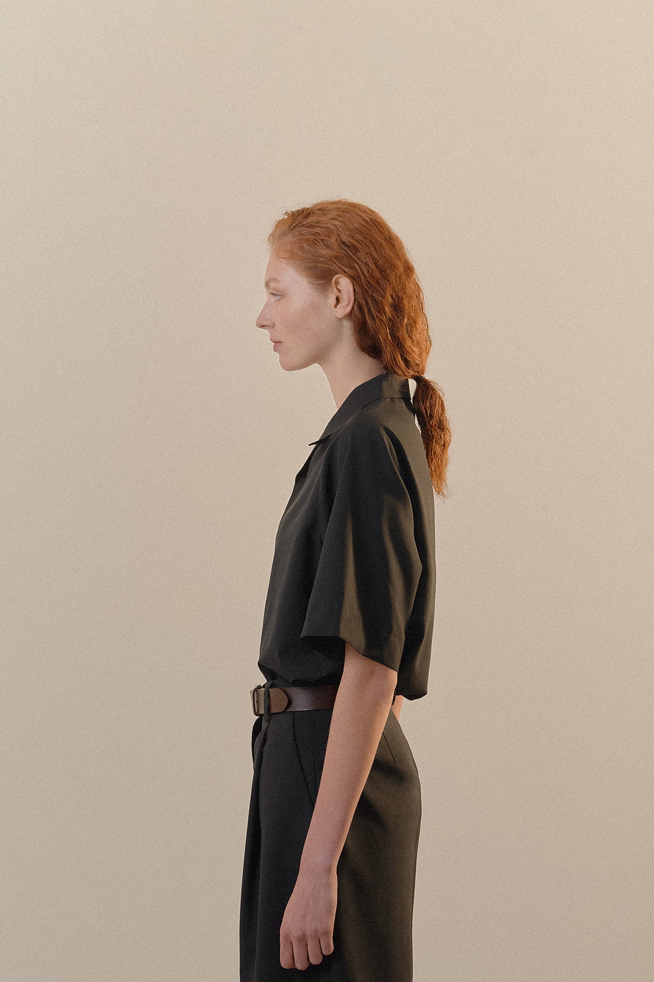 OPEN COLLAR SHIRT - BLACK – CASA VAYU